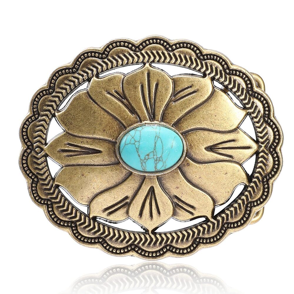 9259 Belt Buckle Western Cowboy Vintage Rodeo Turquoise Belt Buckles Bronze